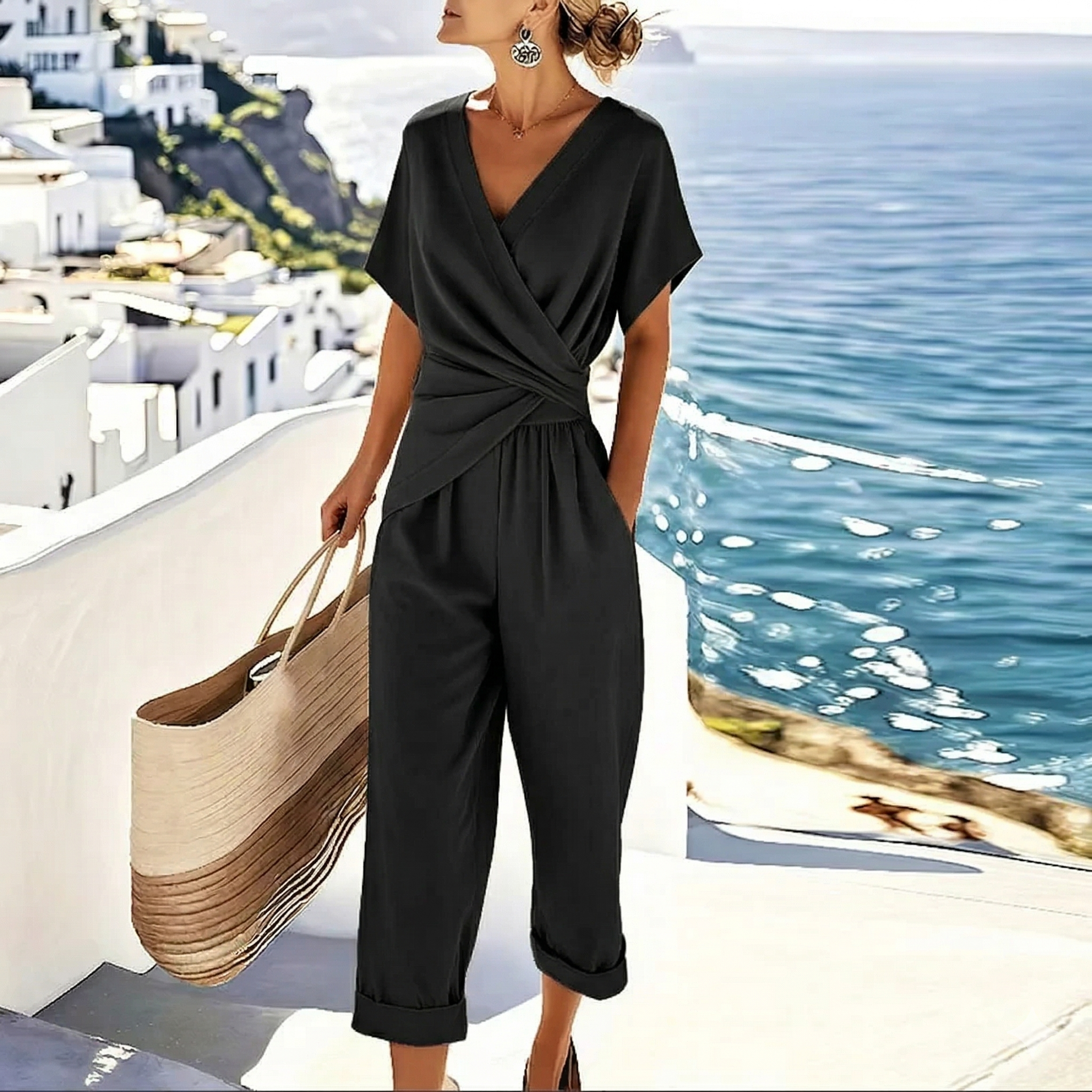 Sharon | Wrap-Front Two-Piece Linen Set