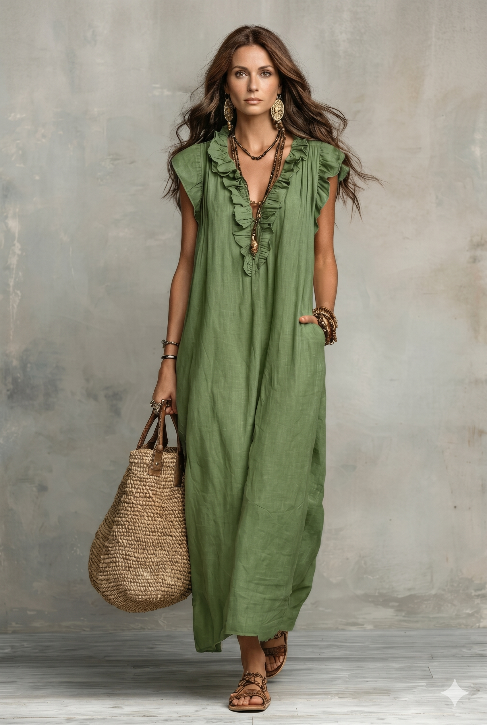 Lara | Ruffled Cotton Linen Dress