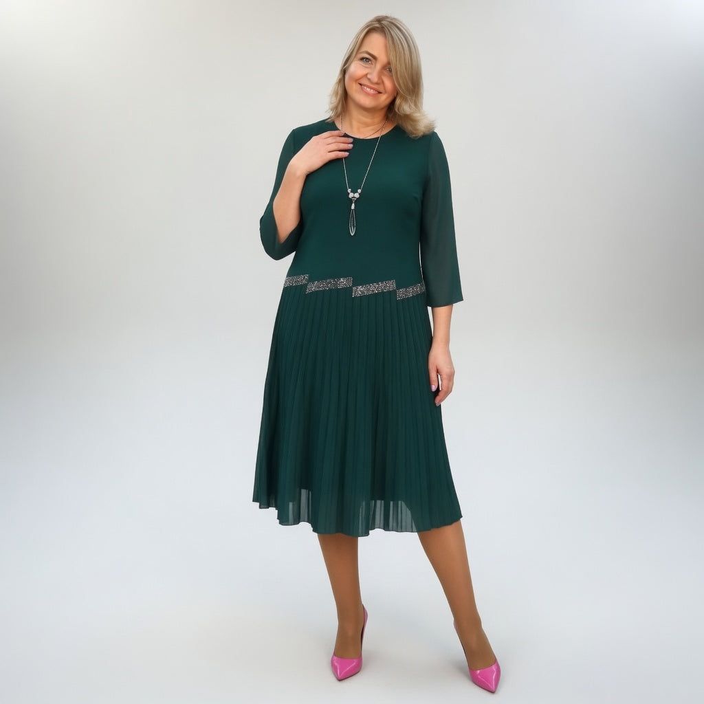 Leah | Pleated Midi Dress Elegant Sophistication