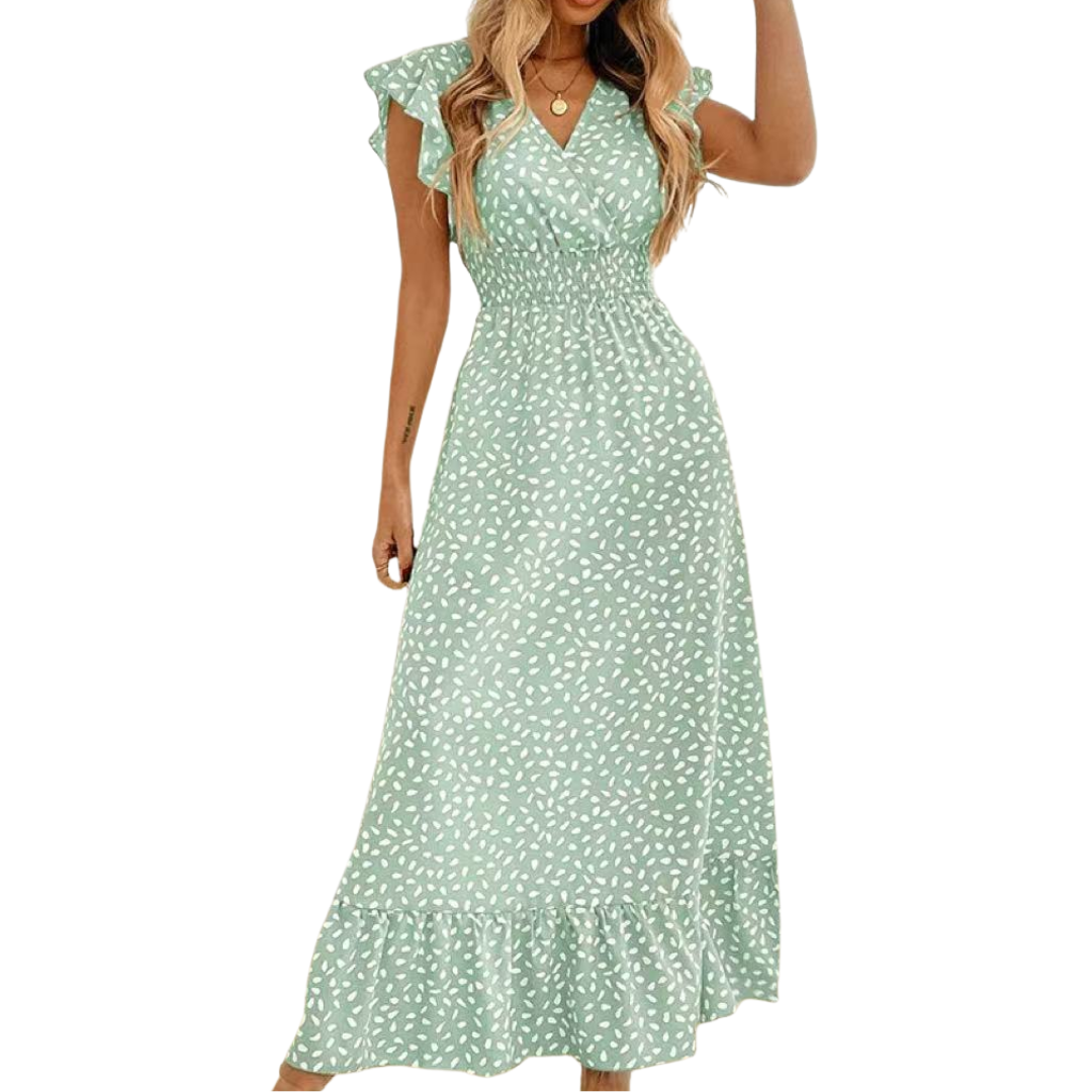Céleste | Floral Wrap Ruffle Midi Dress