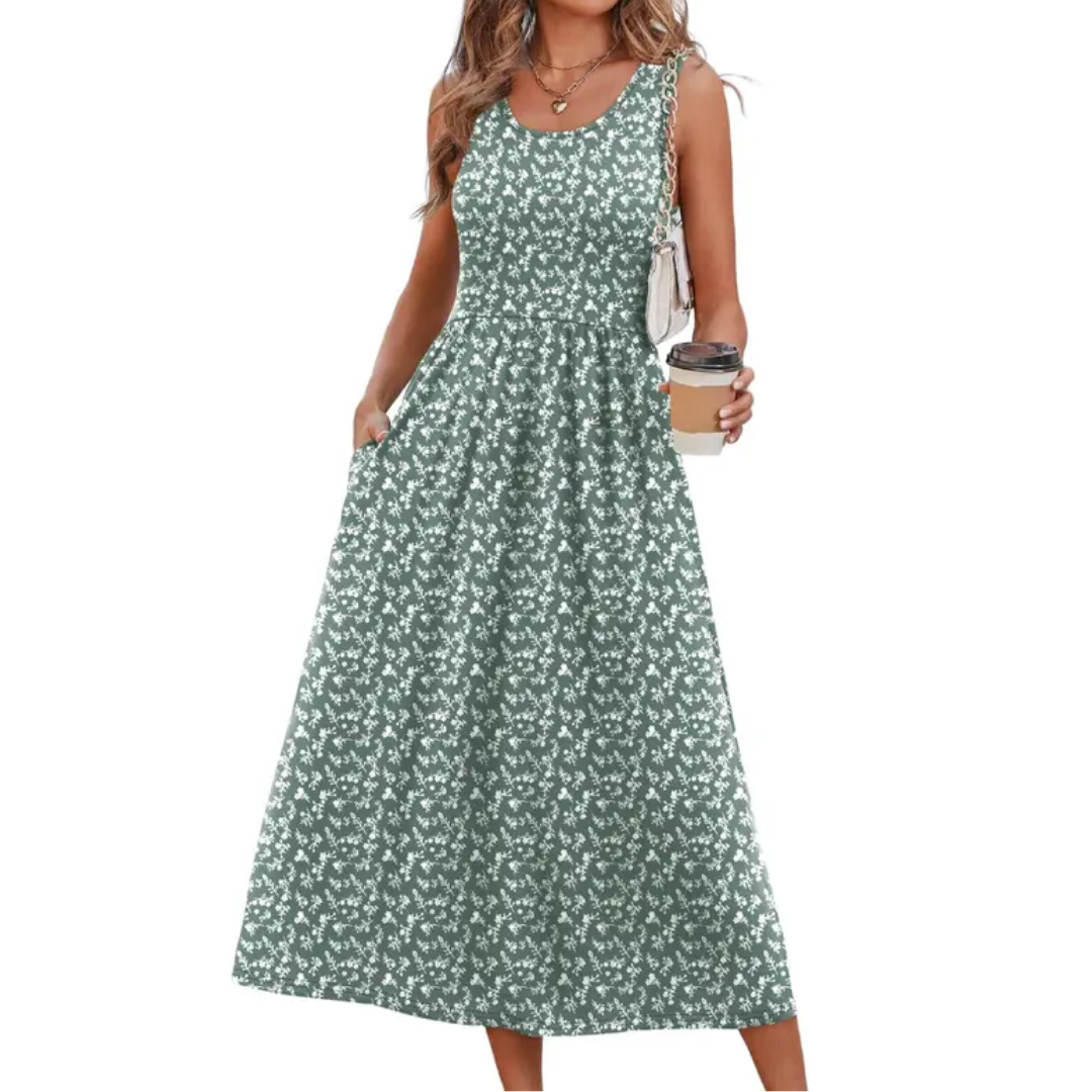 Seraphina | Boho Halter Flowy Midi Dress