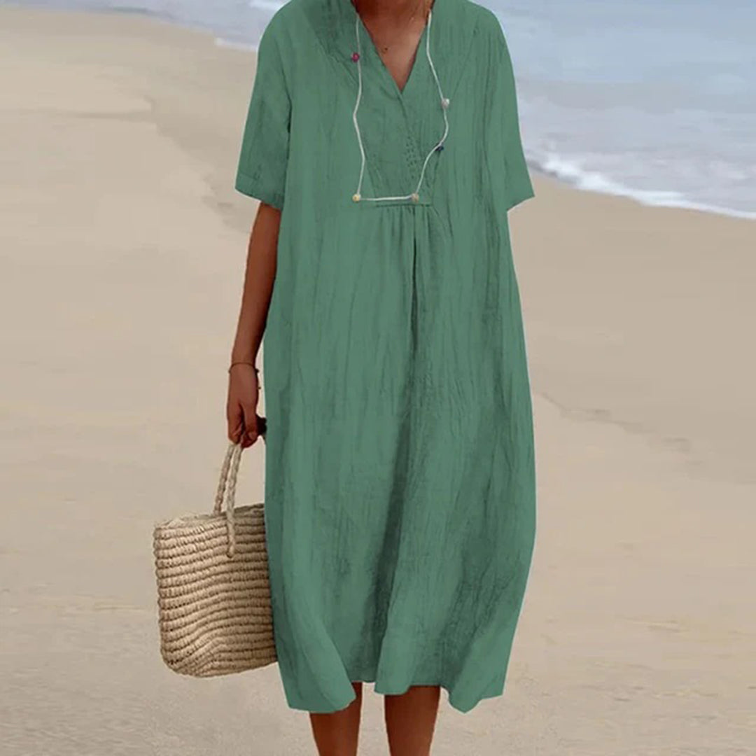Celeste | Relaxed V-Neck Midi Dress