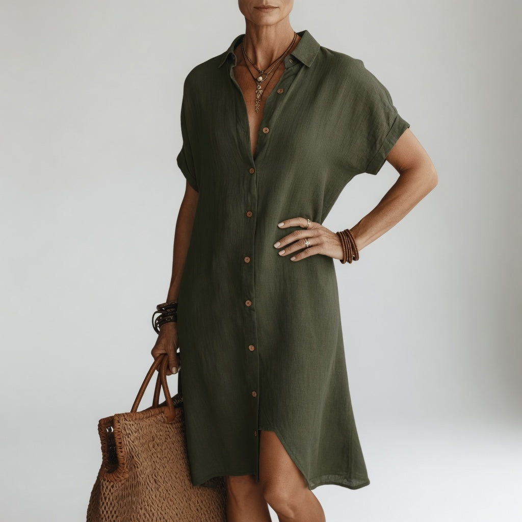 Fabienne | Linen Maxi Shirt Dress