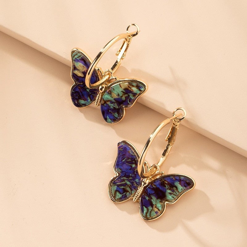 Thelma | Butterfly Hoop Earrings Enamel