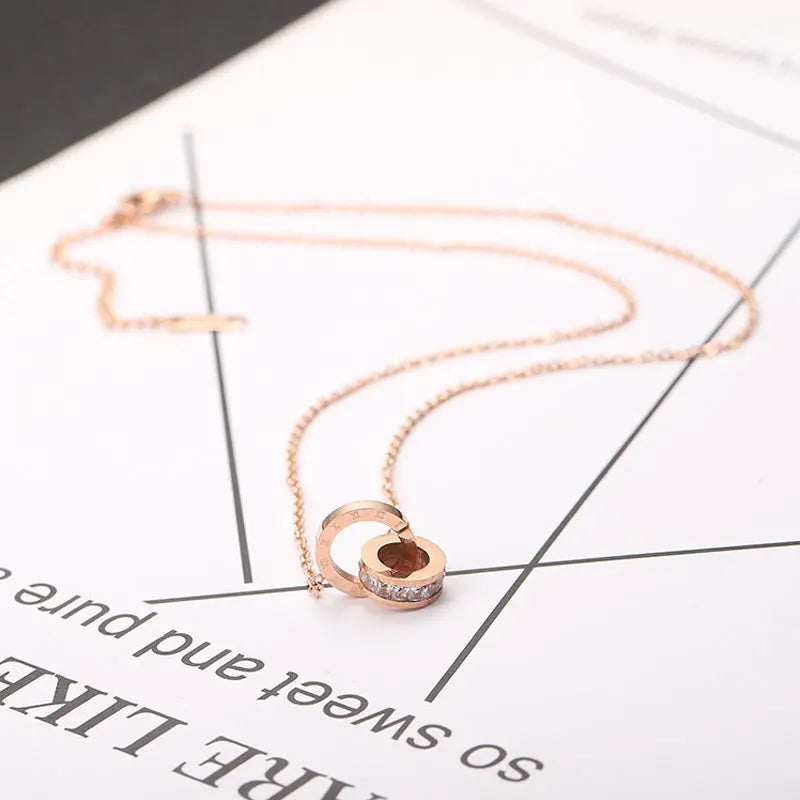 Quinn | Roman Numeral Crystal Charm Necklace