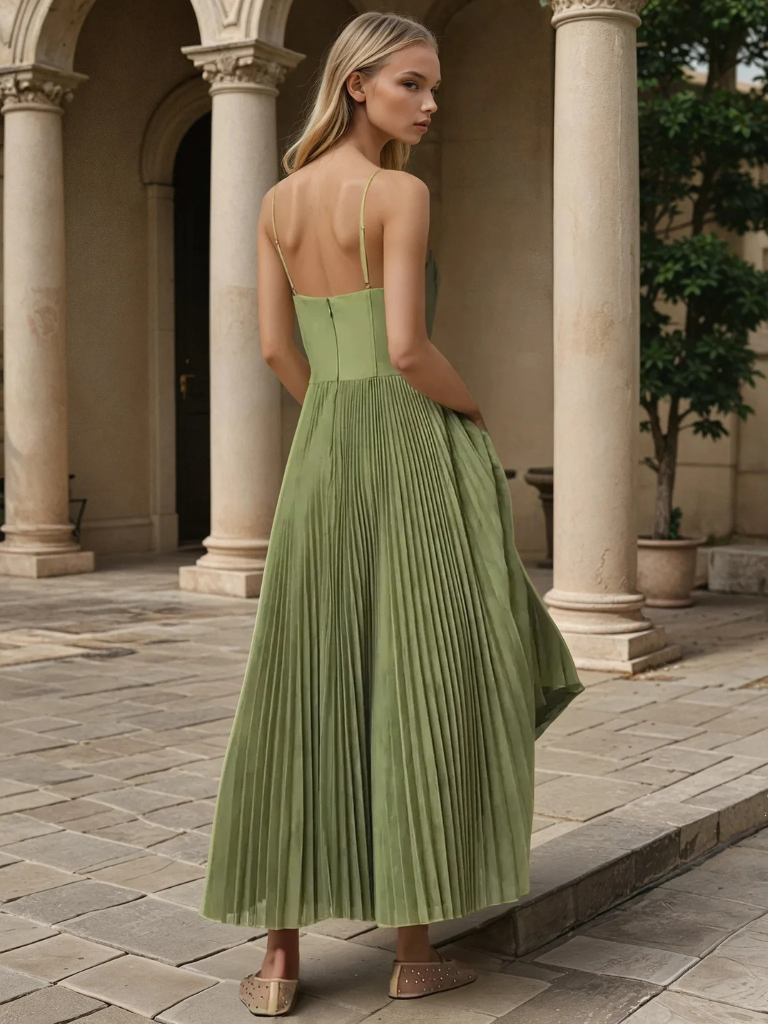 Darby | Pleated Maxi Dress Corset Style