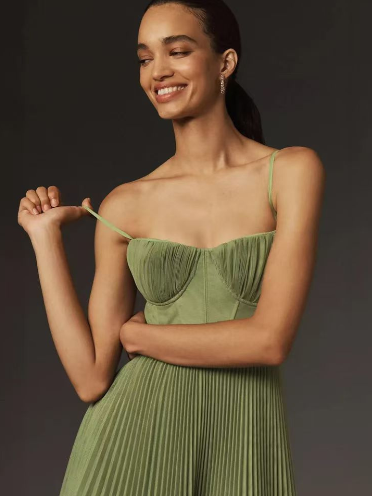 Darby | Pleated Maxi Dress Corset Style
