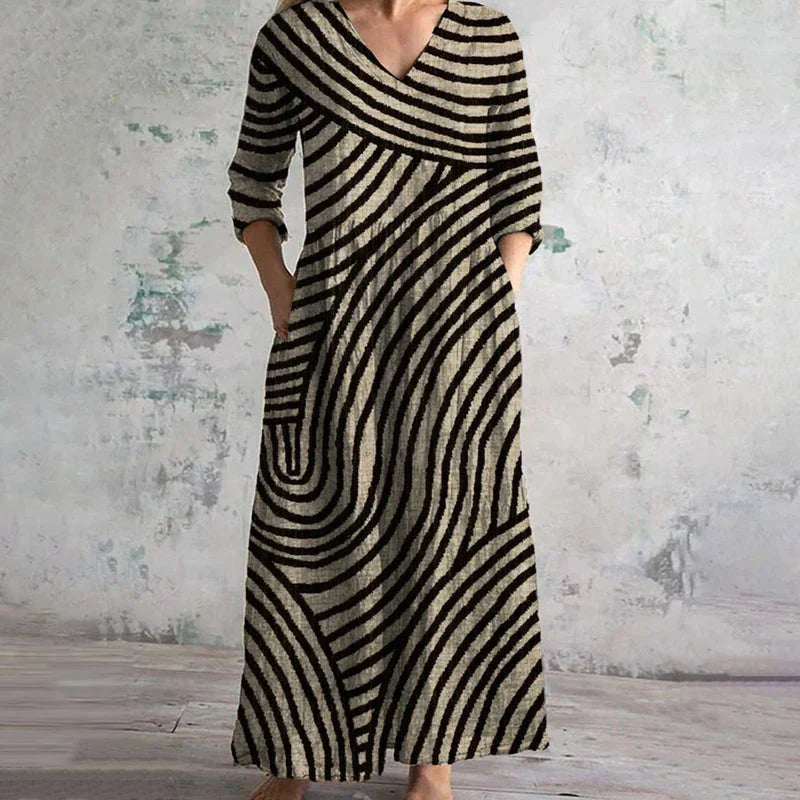 Yvonne | Swirl-Print Flattering Day Dress