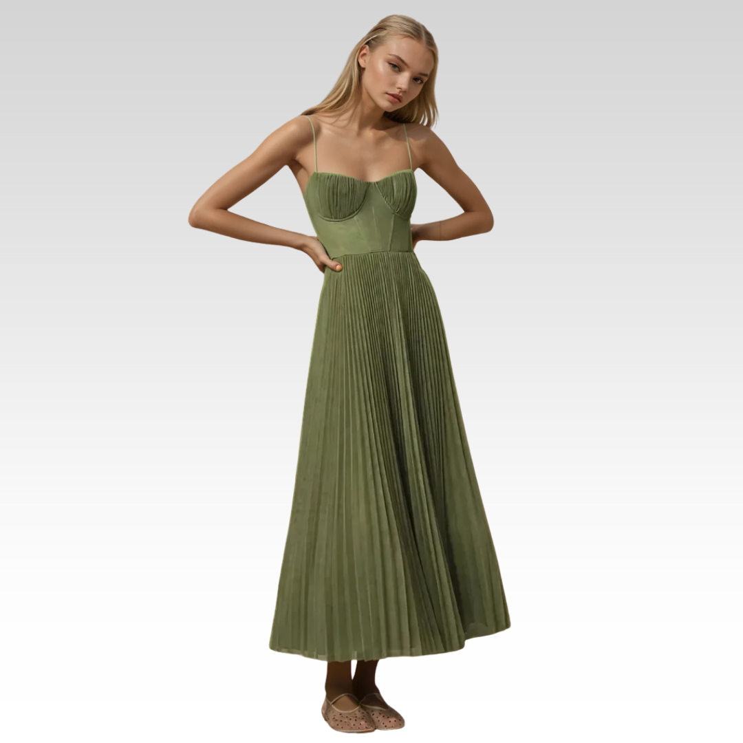 Darby | Pleated Maxi Dress Corset Style