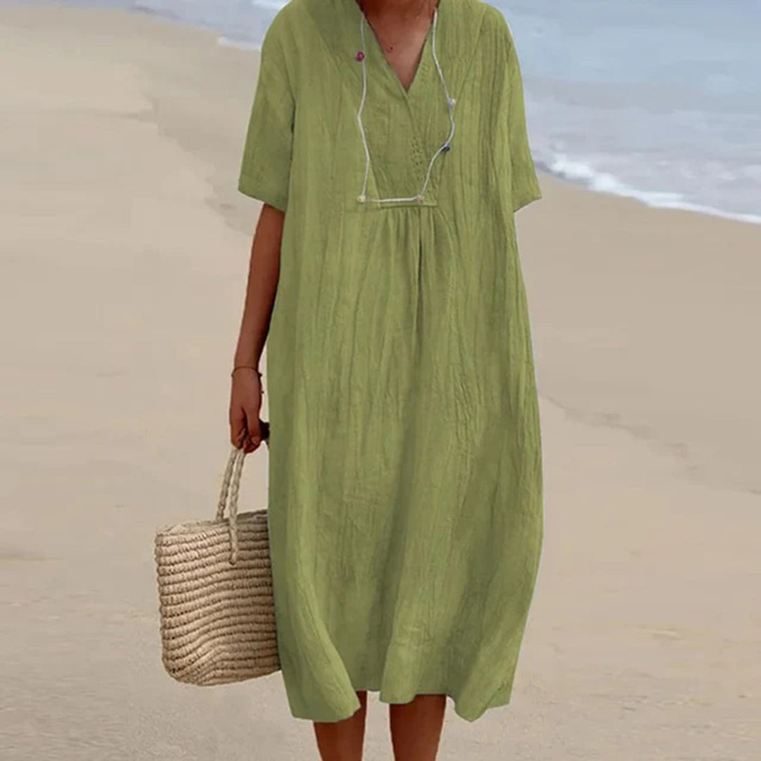 Celeste | Relaxed V-Neck Midi Dress