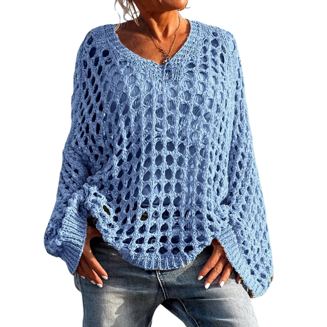 Solène | Relaxed Openwork Knit Sweater