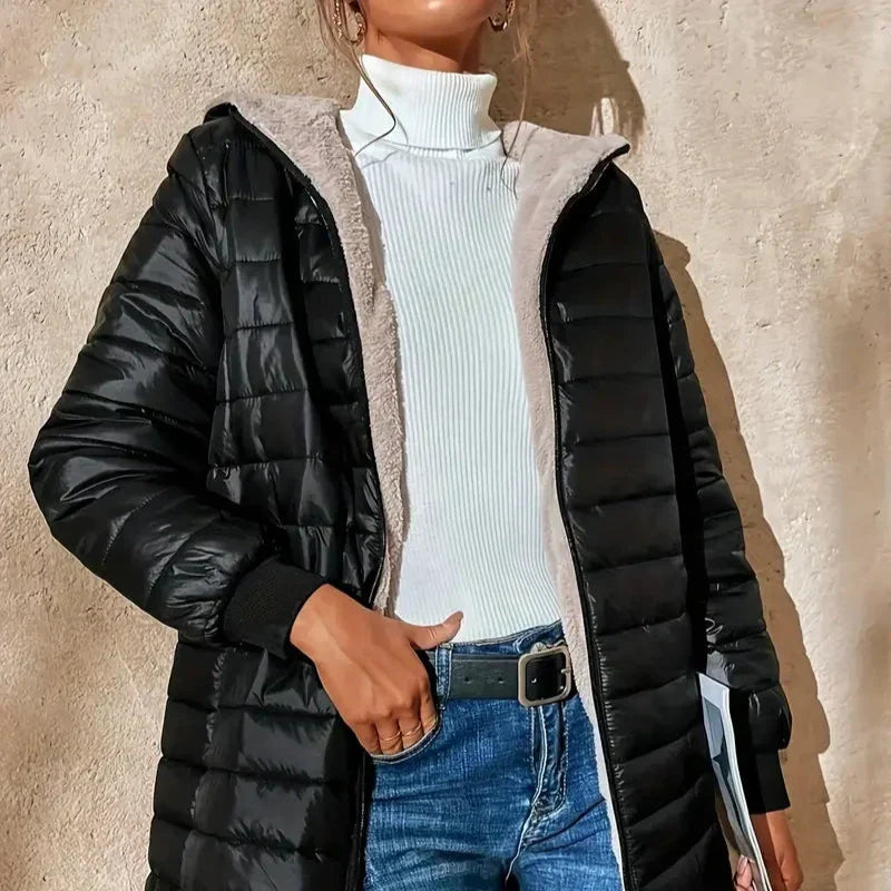 Céleste | Quilted Knee-Length Hooded Jacket