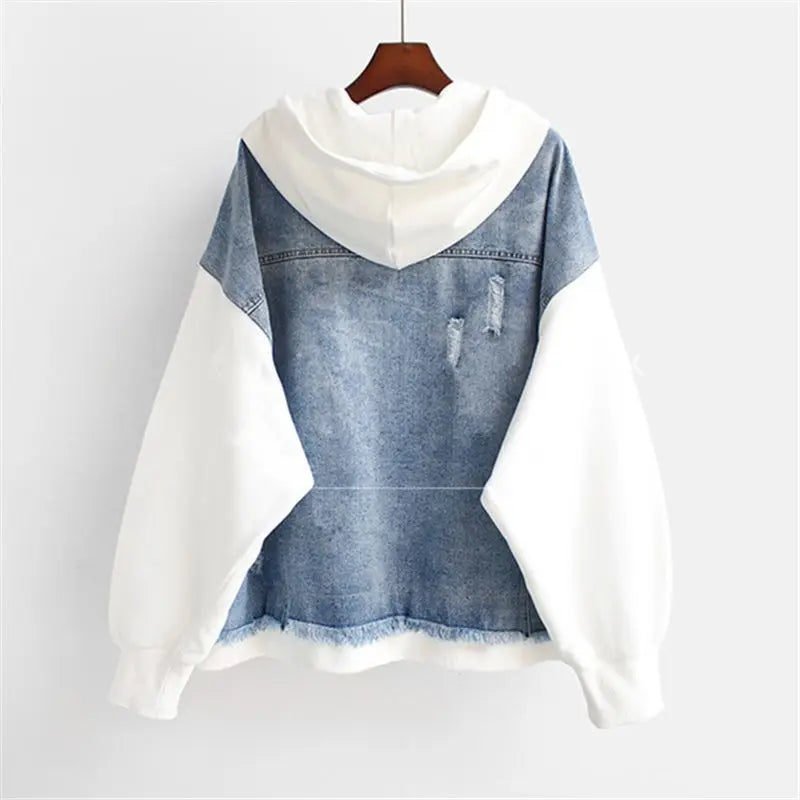 Celeste | Dual-Tone Hooded Denim Jacket