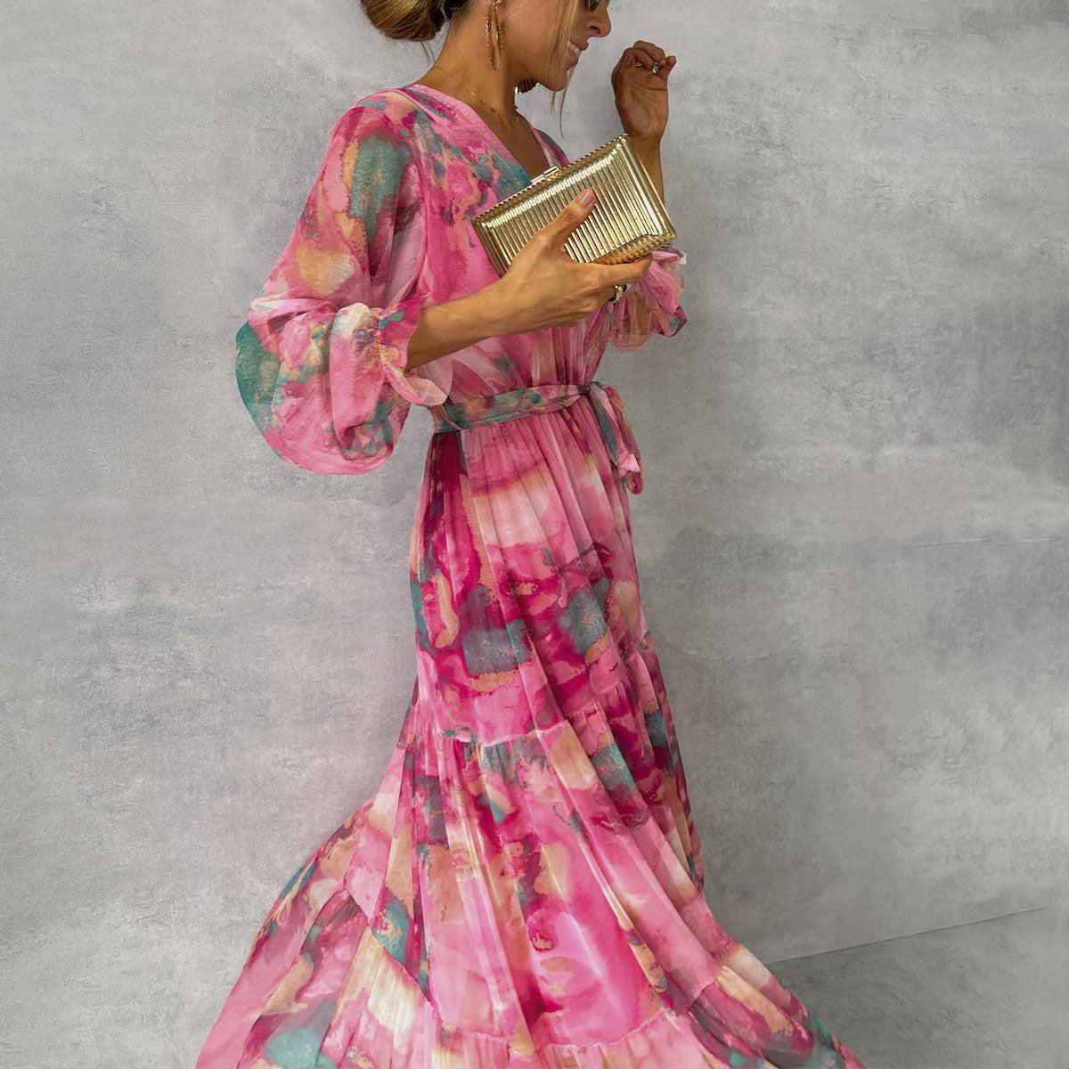 Jeanie | Floral Print Wrap Midi Dress