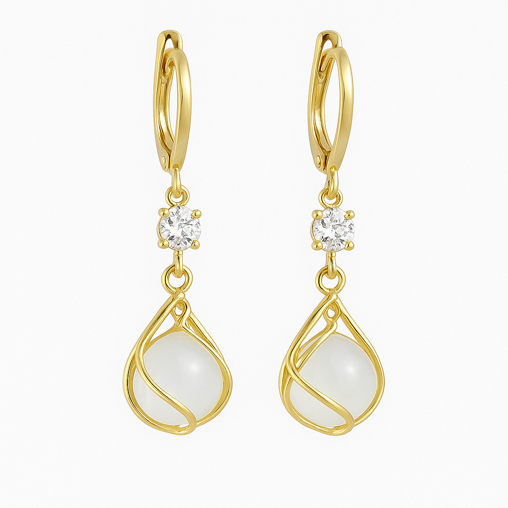 Leticia | Gold Wire Opal Drop Earrings