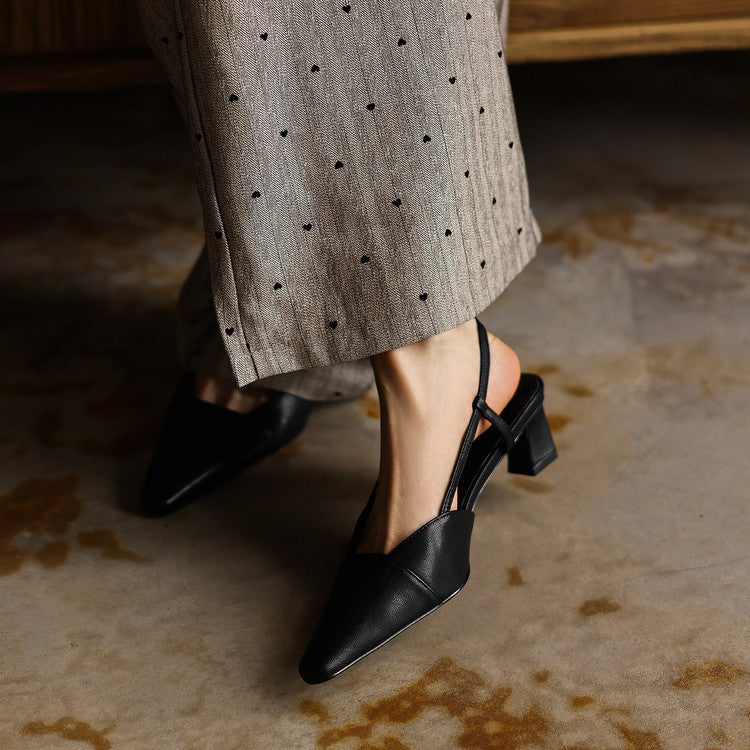 Almeta | Leather Slingback Heels