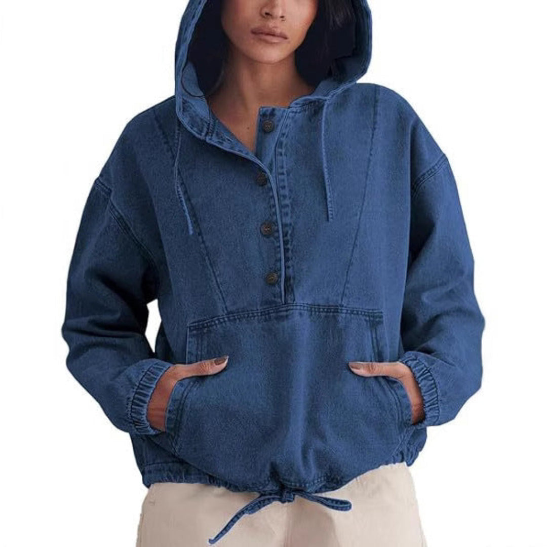 Vivienne | Lightweight Hooded Button Pullover