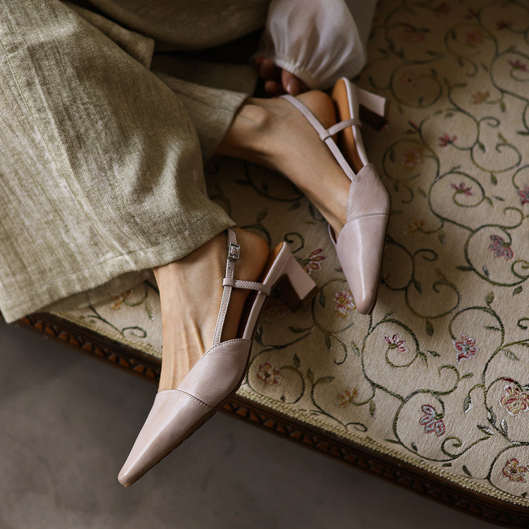 Almeta | Leather Slingback Heels