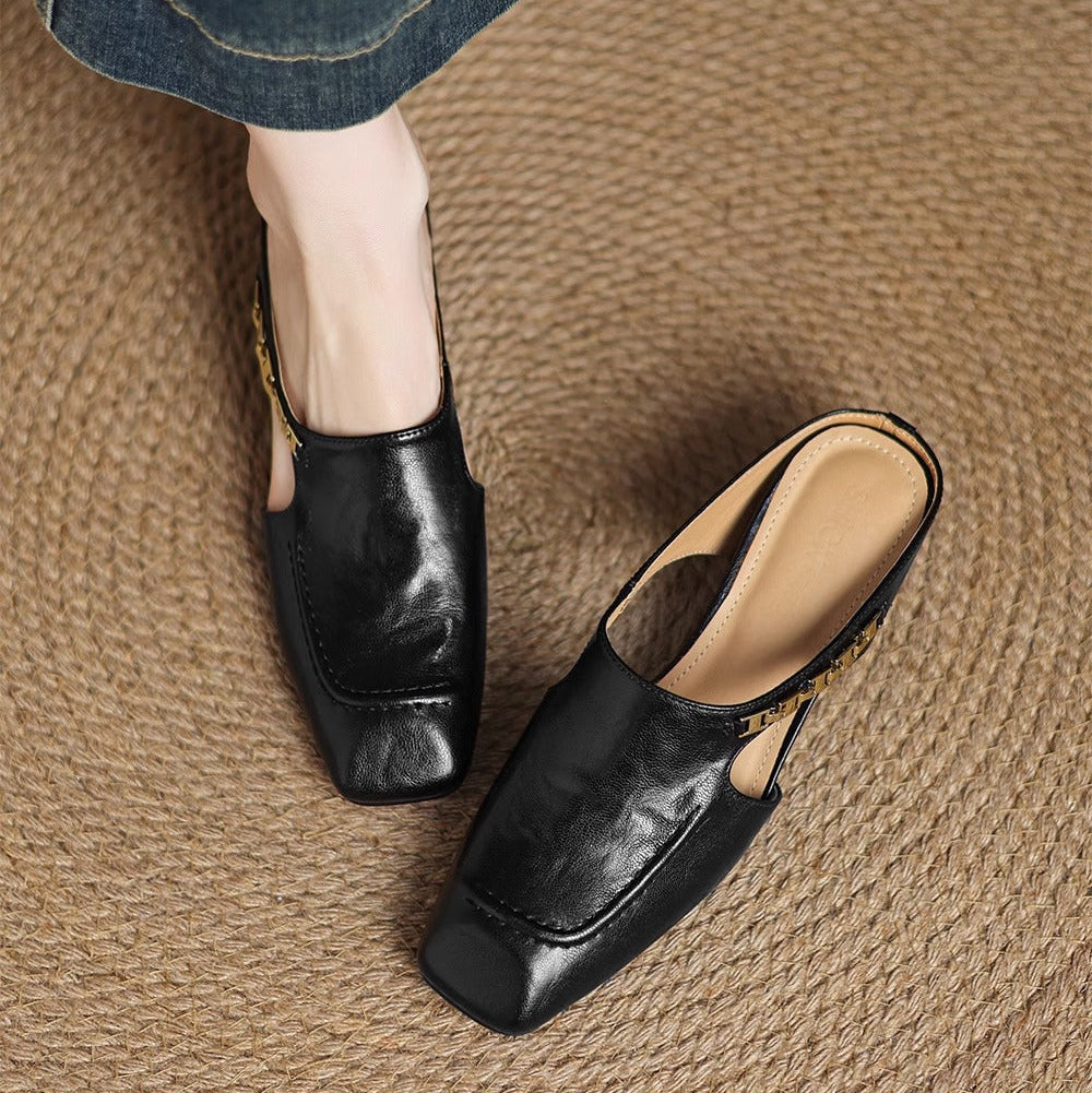 Marilyn | Leather Slip-On Mules