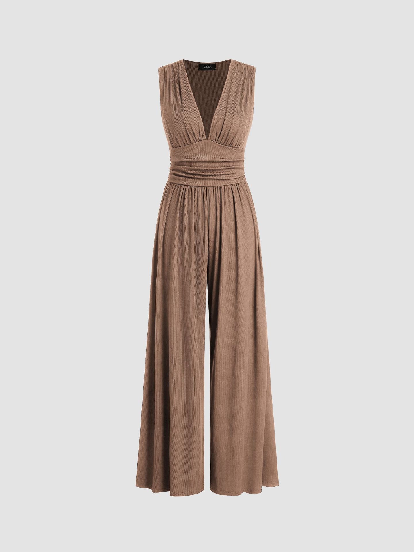 Sarah | Sleeveless Wide-Leg Ribbed Jumpsuit