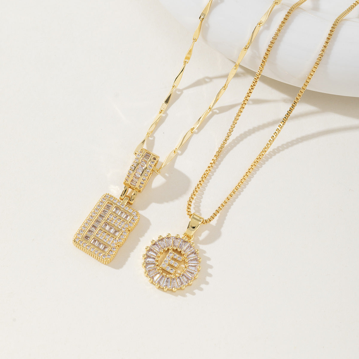 Avery | Initial Pendant Necklace Set of 2