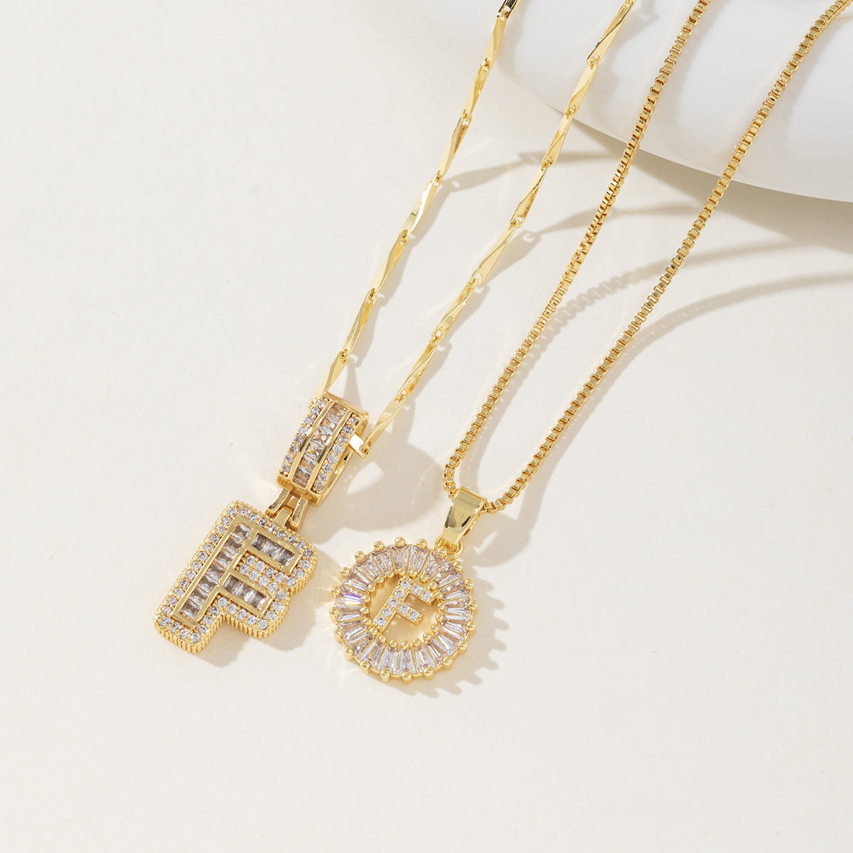 Avery | Initial Pendant Necklace Set of 2