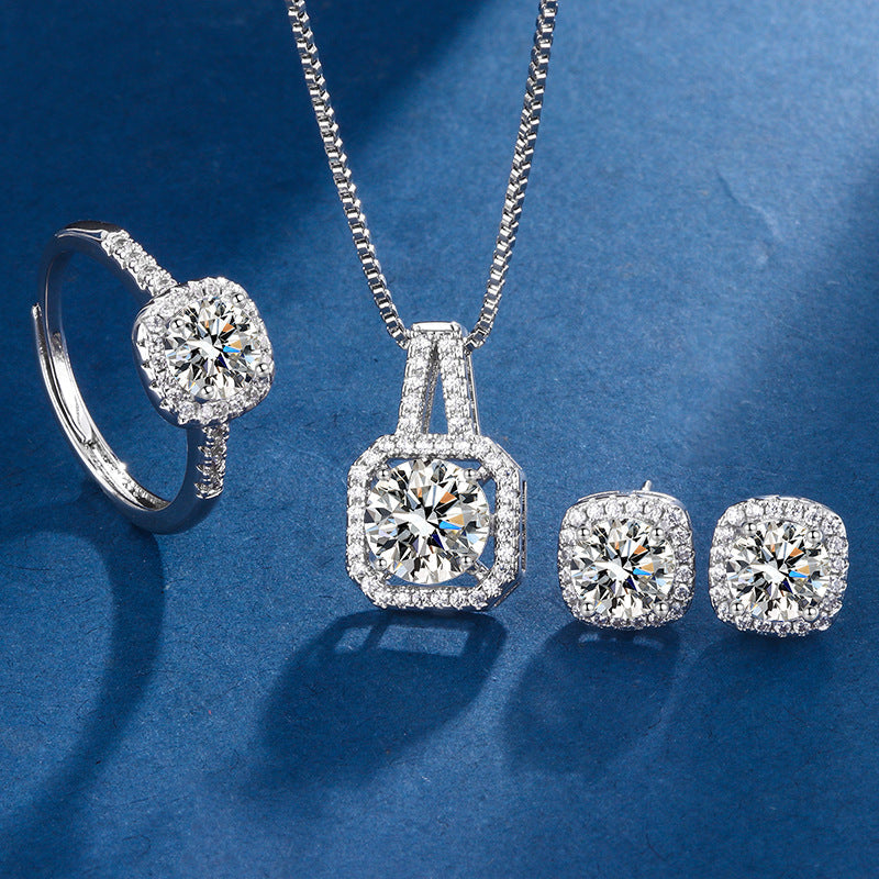Ivy | White Gold Square Radiant Jewellery Set