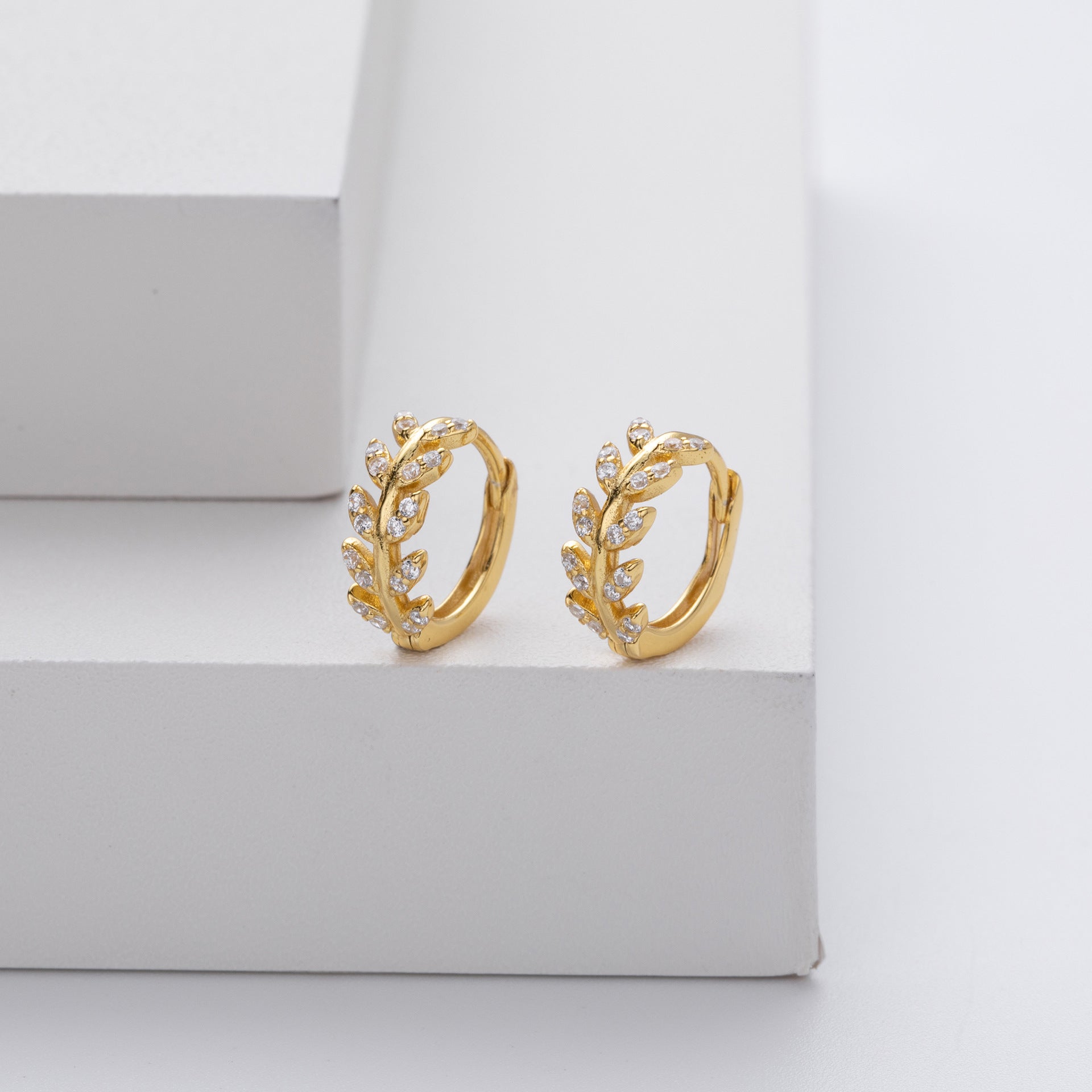 Natasha | Leaf Hoop Earrings Sterling Silver