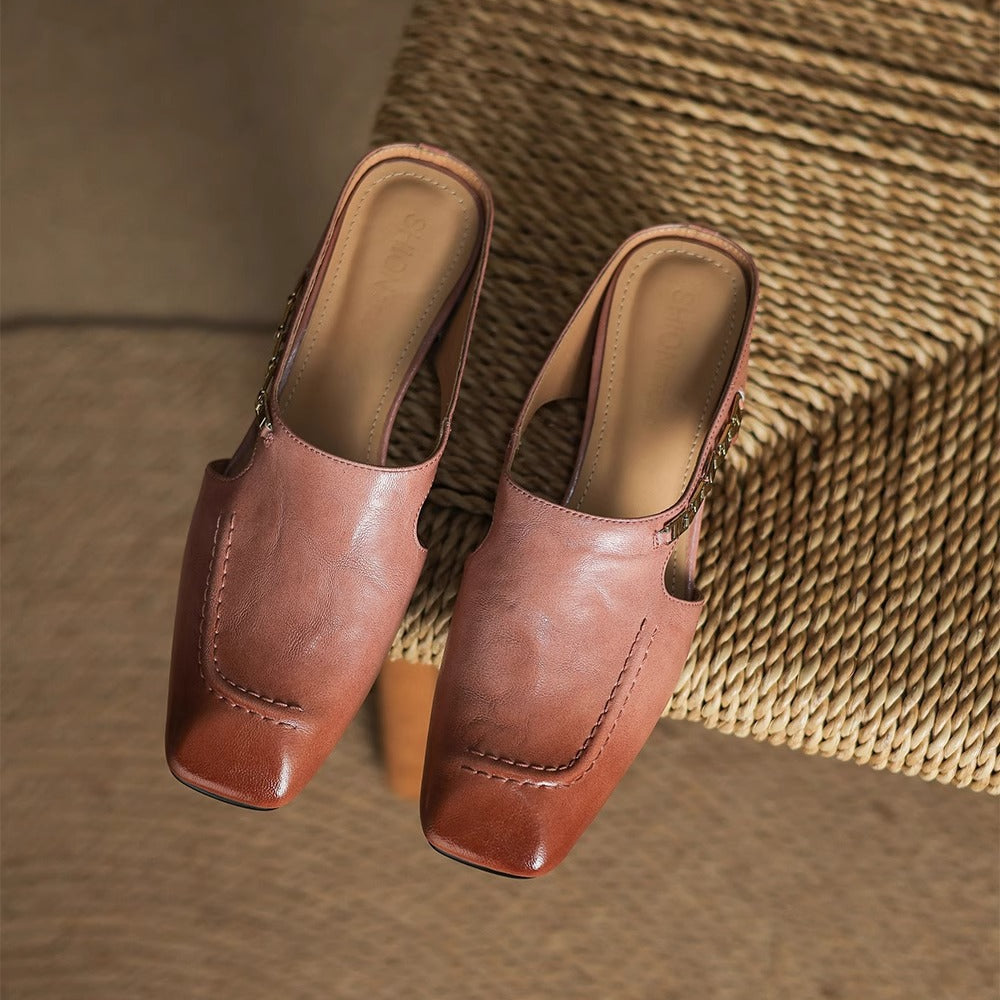 Marilyn | Leather Slip-On Mules