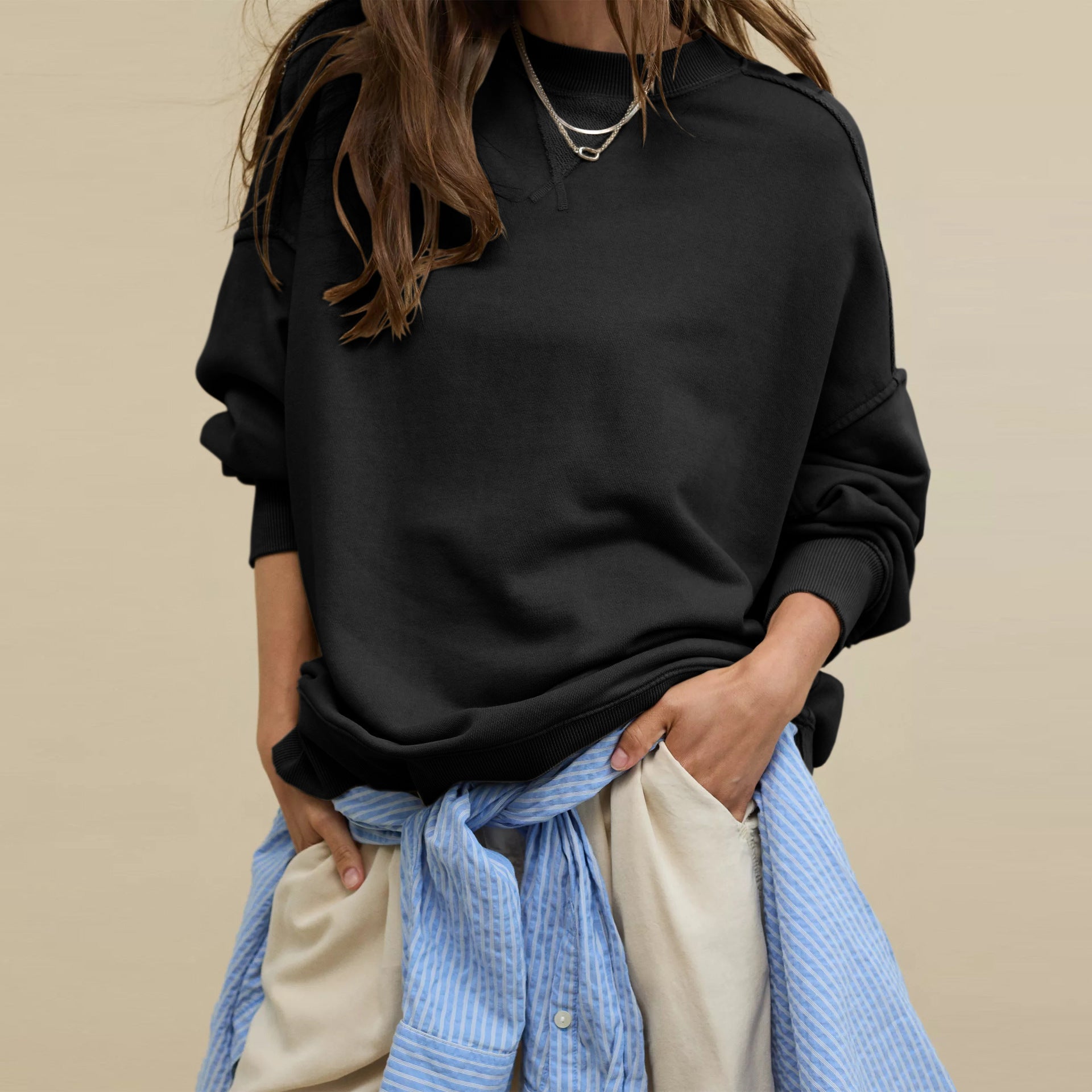 Camille | Relaxed Crewneck Cotton Sweatshirt