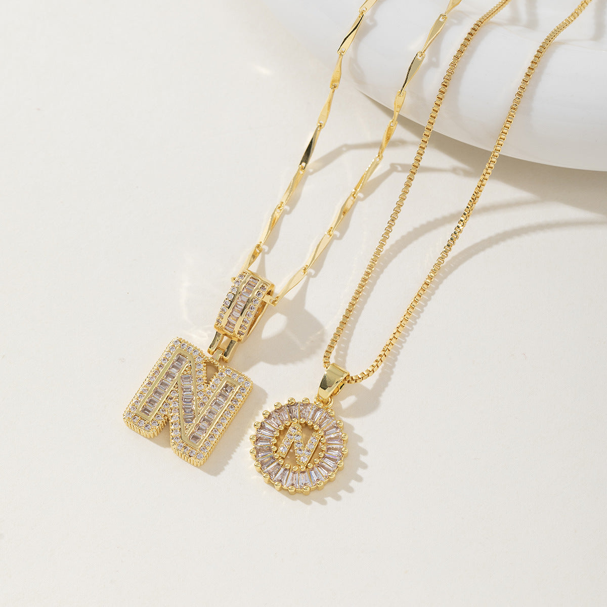 Avery | Initial Pendant Necklace Set of 2
