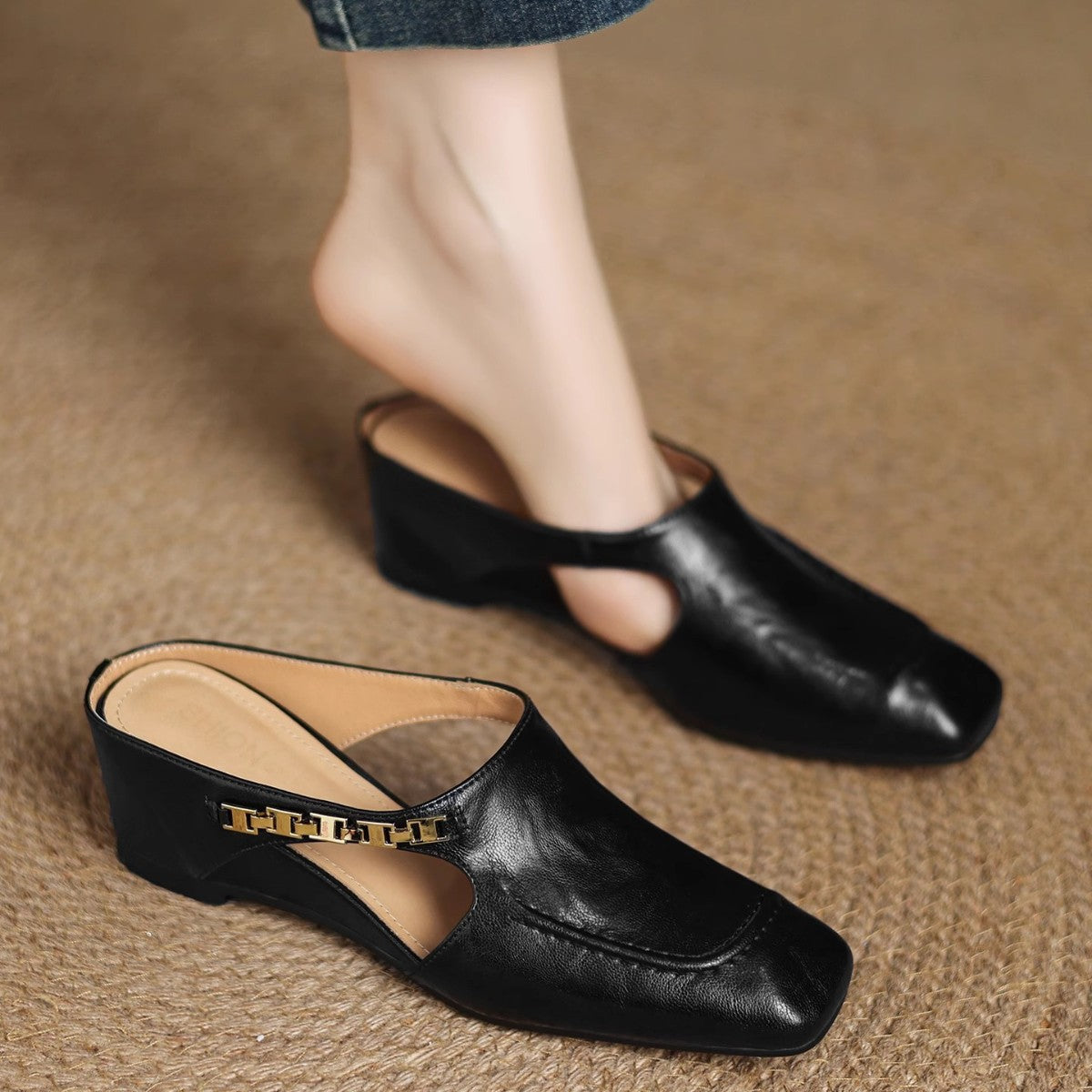 Marilyn | Leather Slip-On Mules