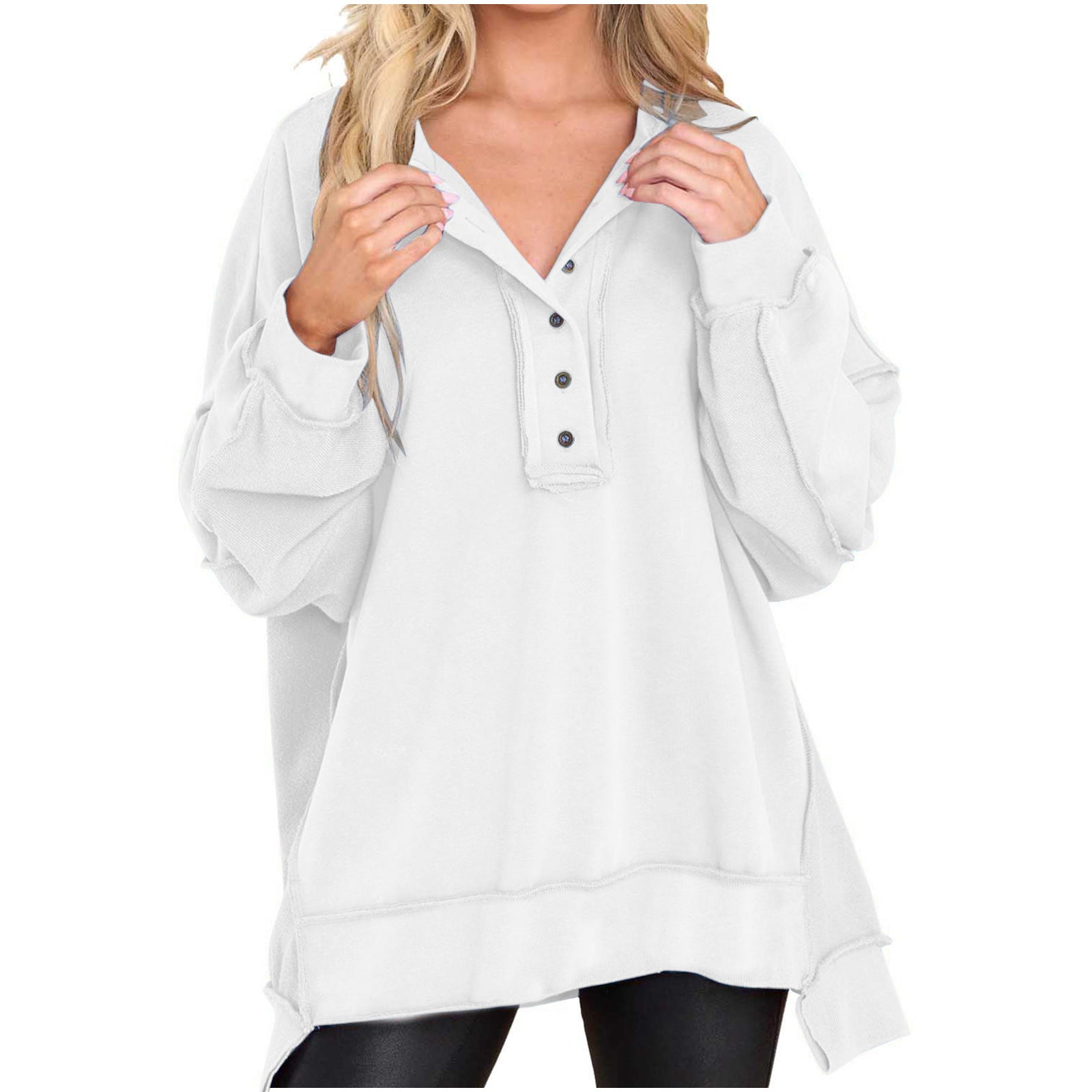 Leilani | Oversized Quarter-Button Sweatshirt