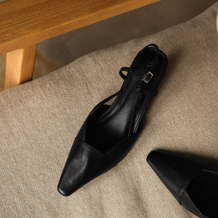 Almeta | Leather Slingback Heels