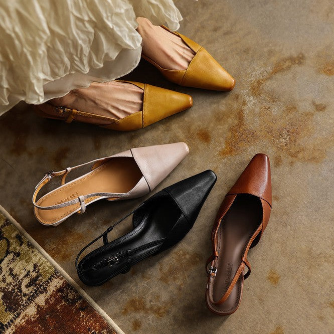 Almeta | Leather Slingback Heels
