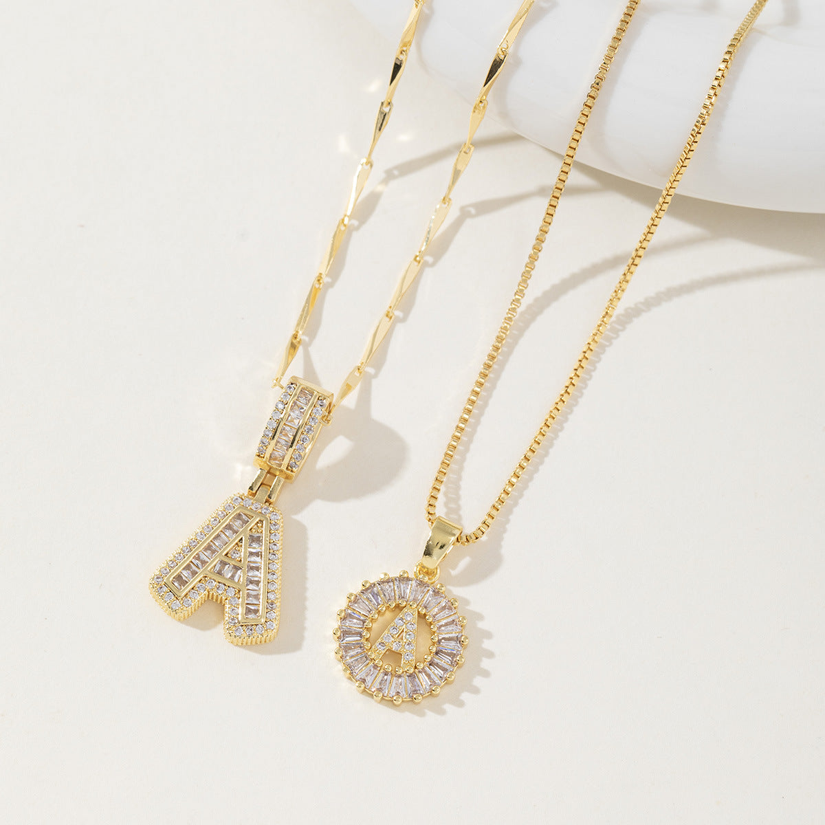 Avery | Initial Pendant Necklace Set of 2