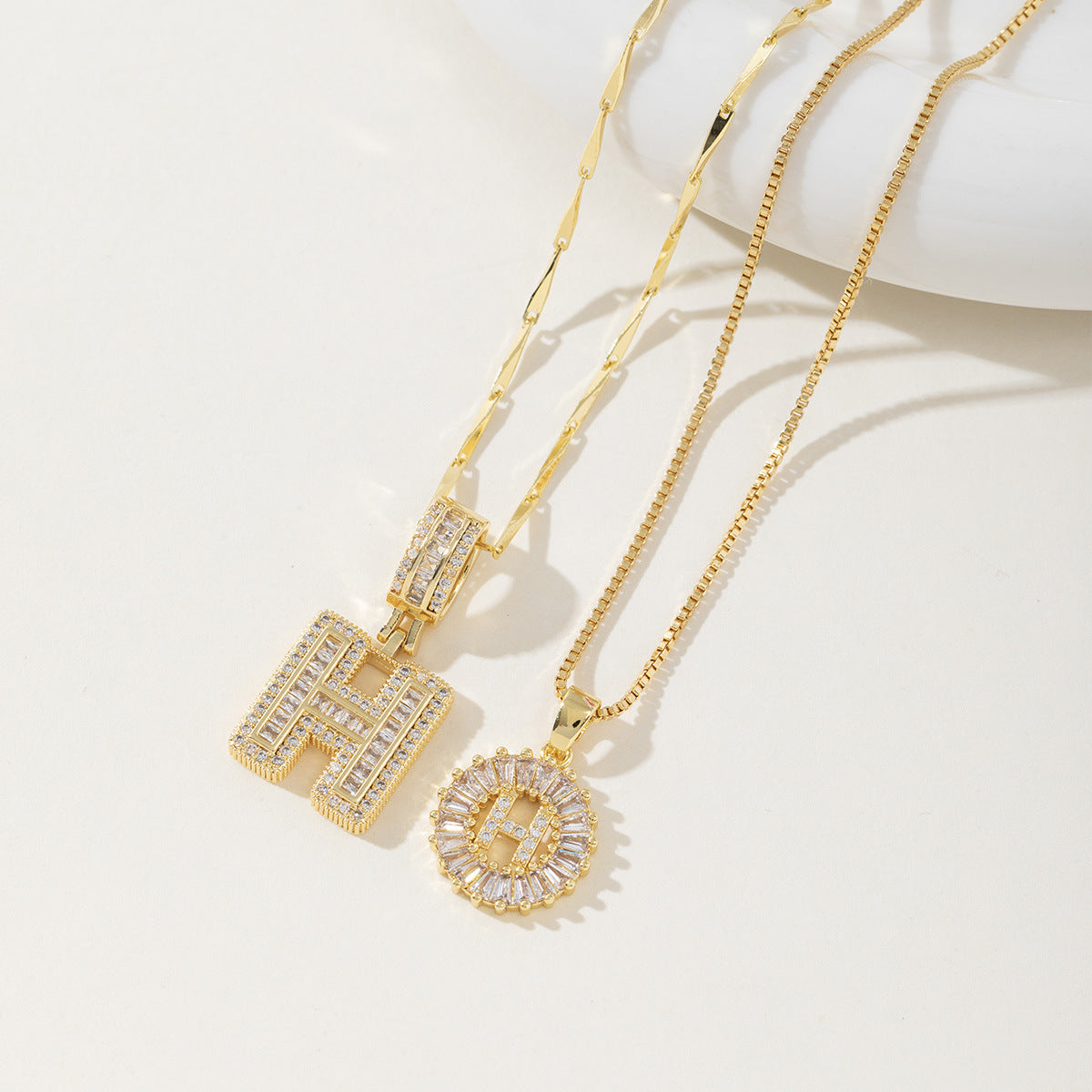 Avery | Initial Pendant Necklace Set of 2
