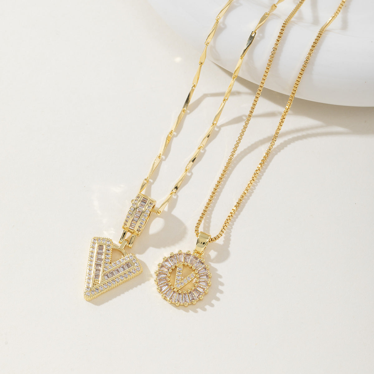 Avery | Initial Pendant Necklace Set of 2