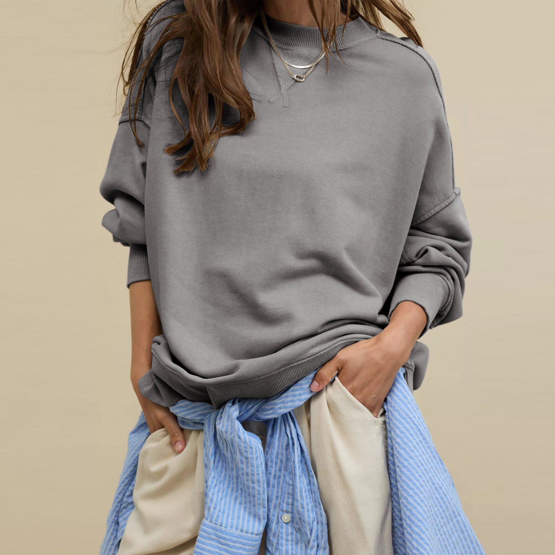 Camille | Relaxed Crewneck Cotton Sweatshirt