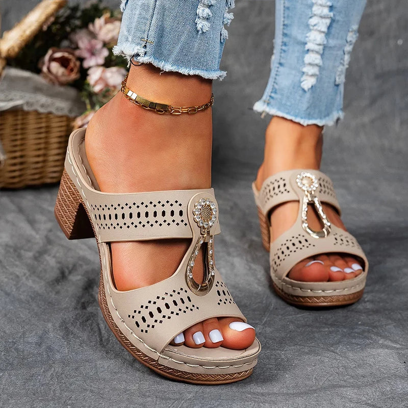 Virginia | Embellished Orthopedic Block-Heel Sandals