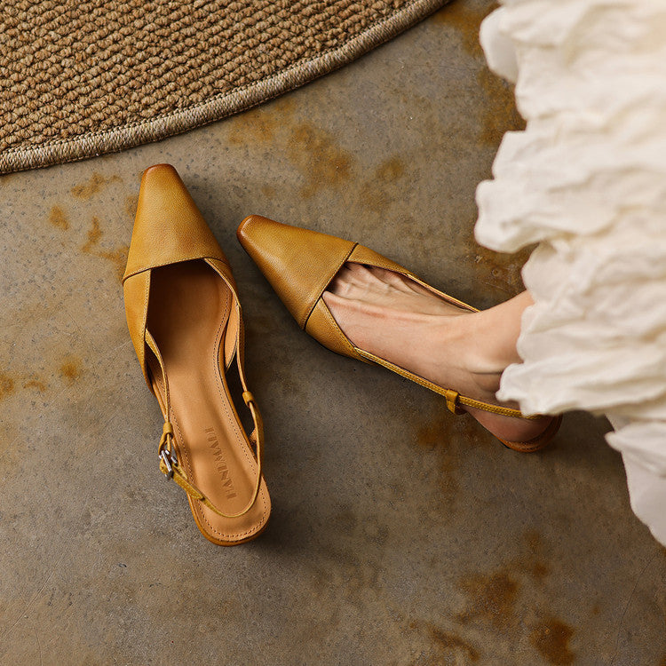 Almeta | Leather Slingback Heels
