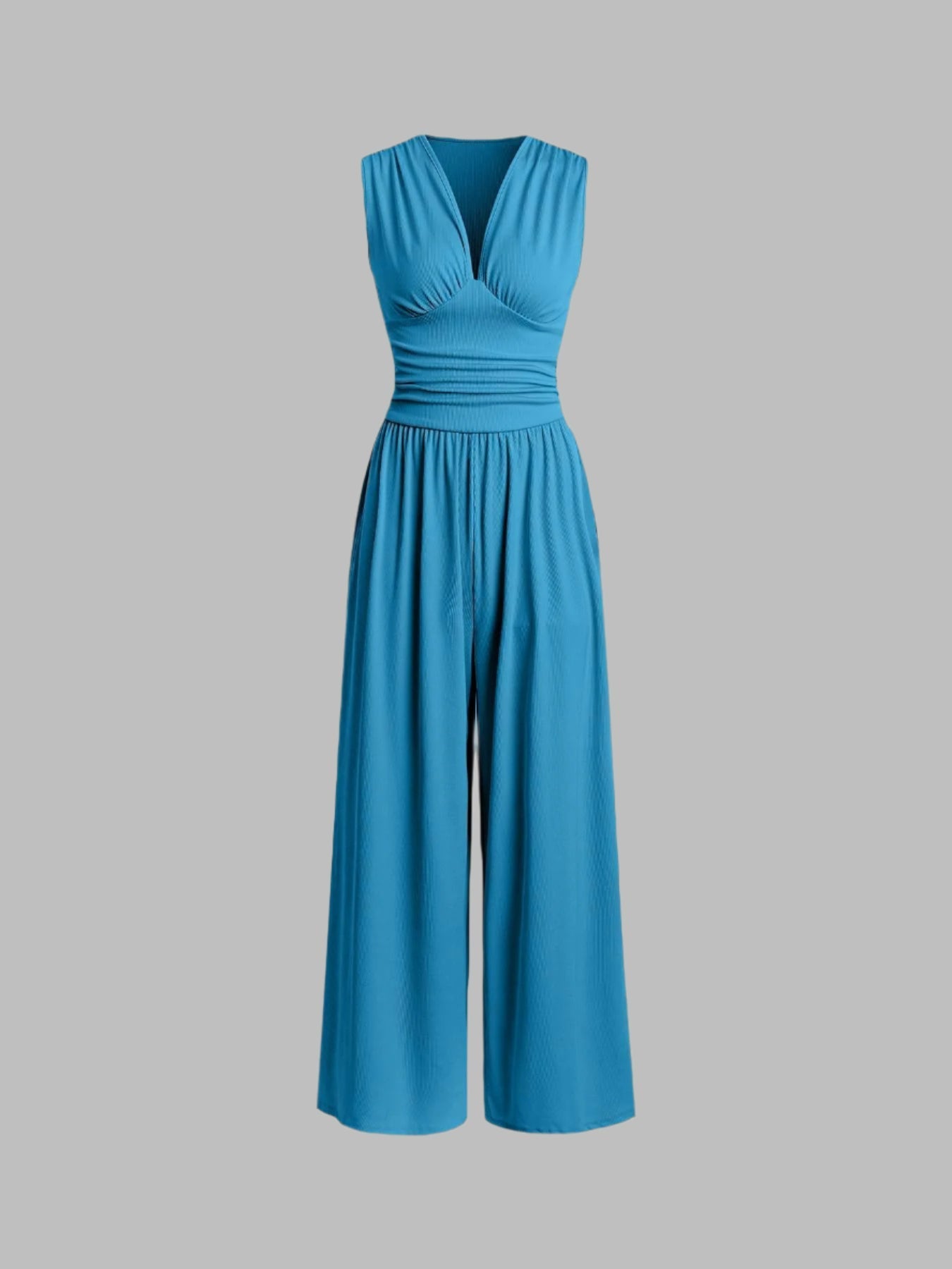 Sarah | Sleeveless Wide-Leg Ribbed Jumpsuit