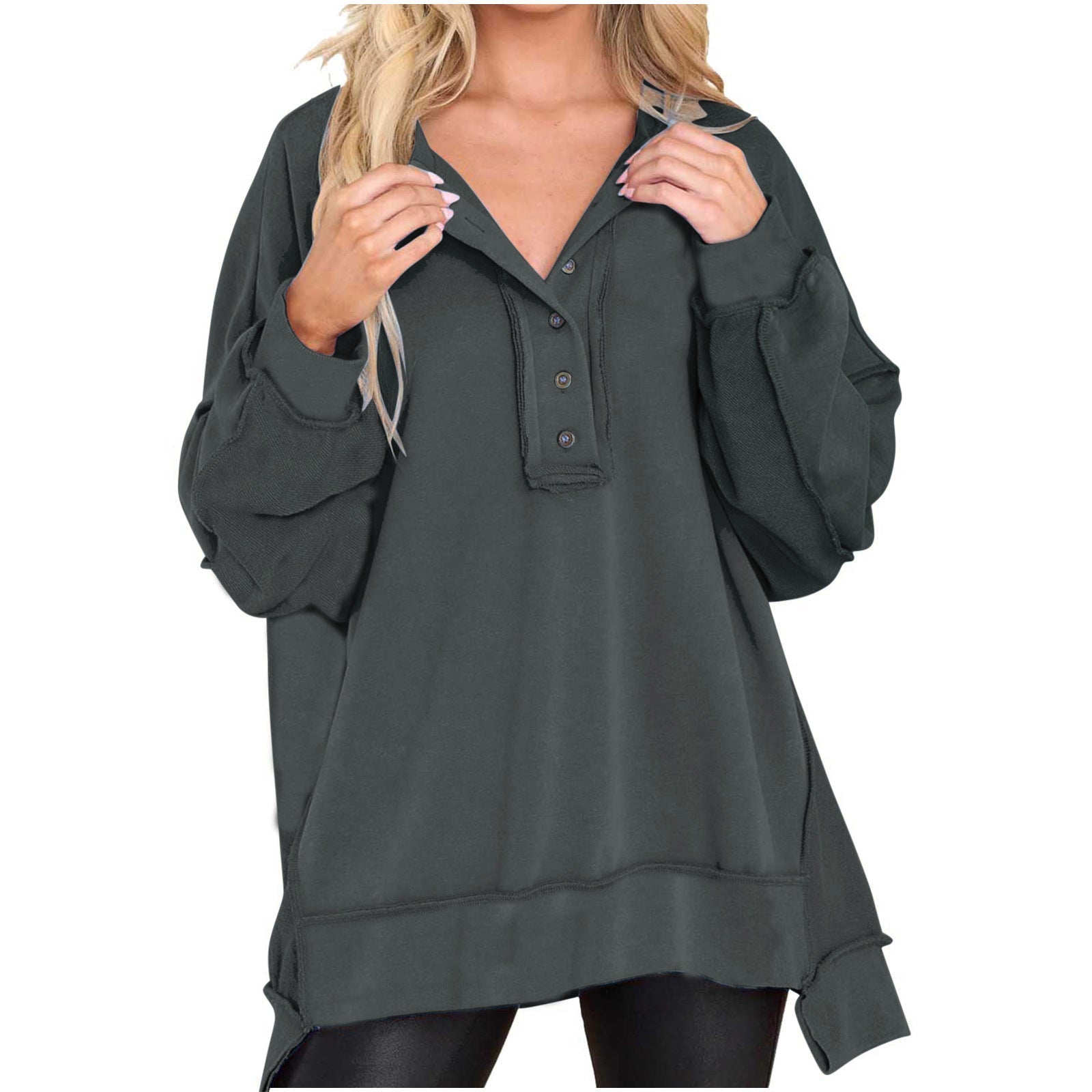 Leilani | Oversized Quarter-Button Sweatshirt