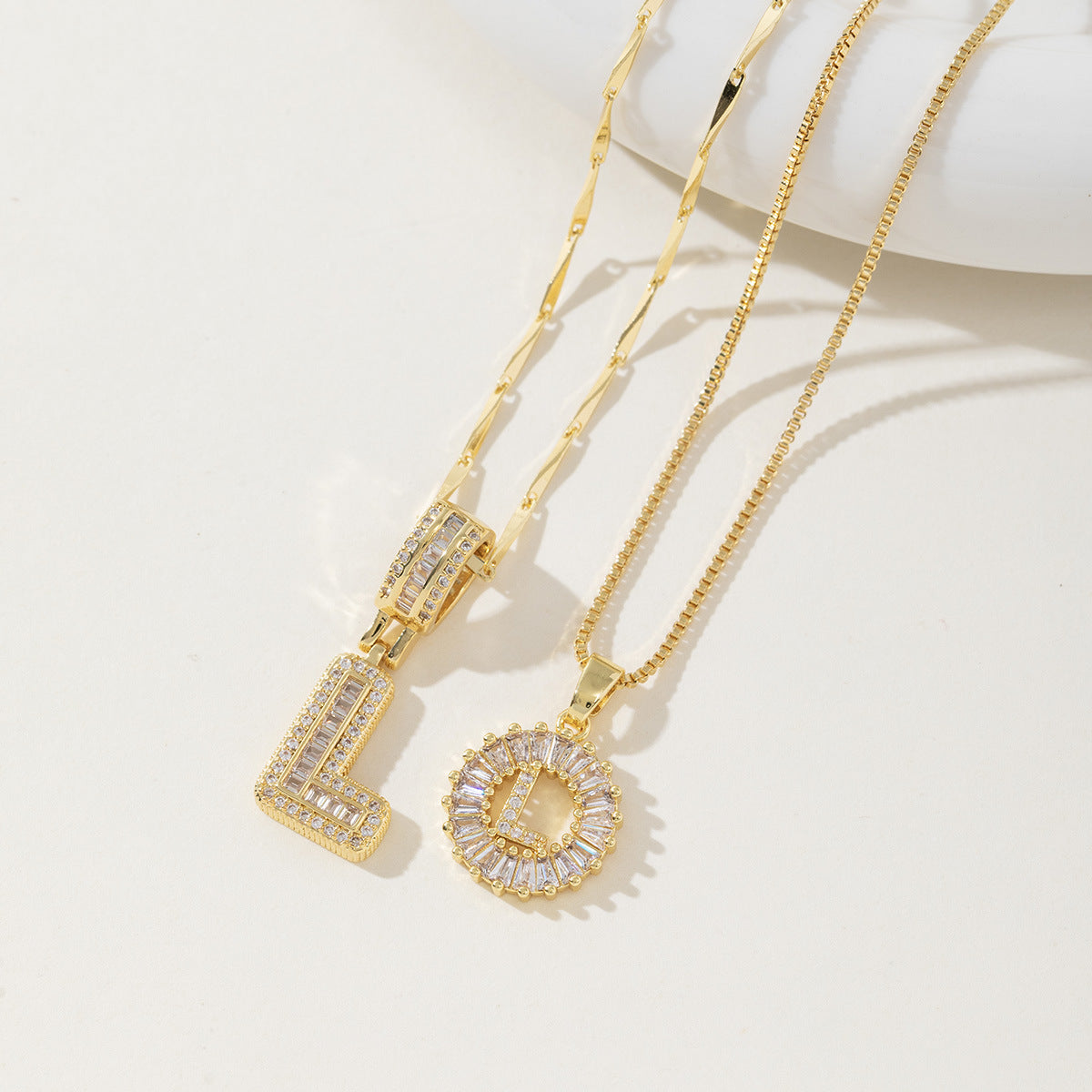 Avery | Initial Pendant Necklace Set of 2