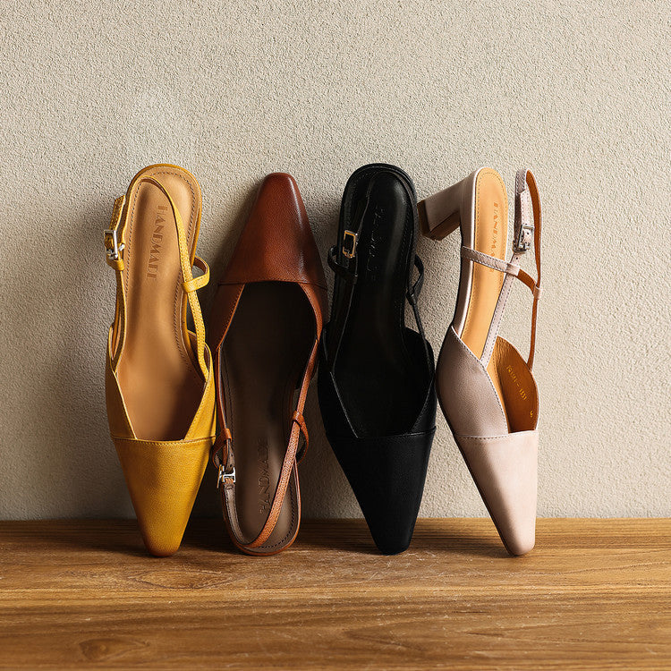 Almeta | Leather Slingback Heels