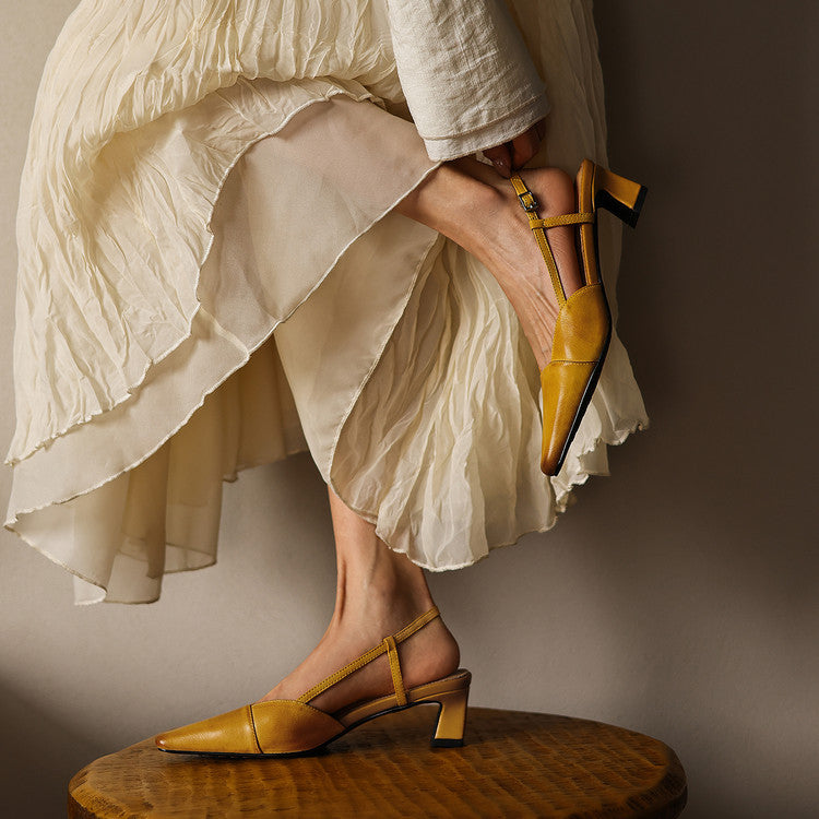 Almeta | Leather Slingback Heels