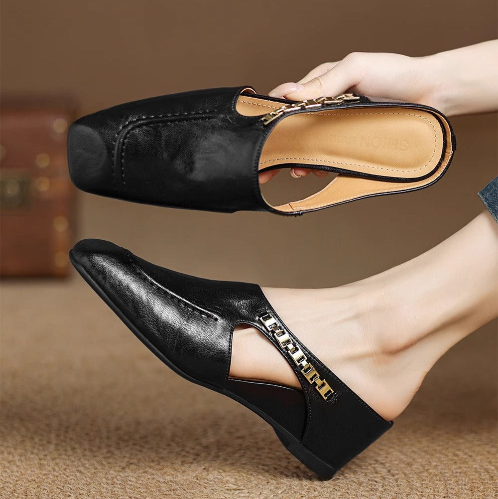 Marilyn | Leather Slip-On Mules