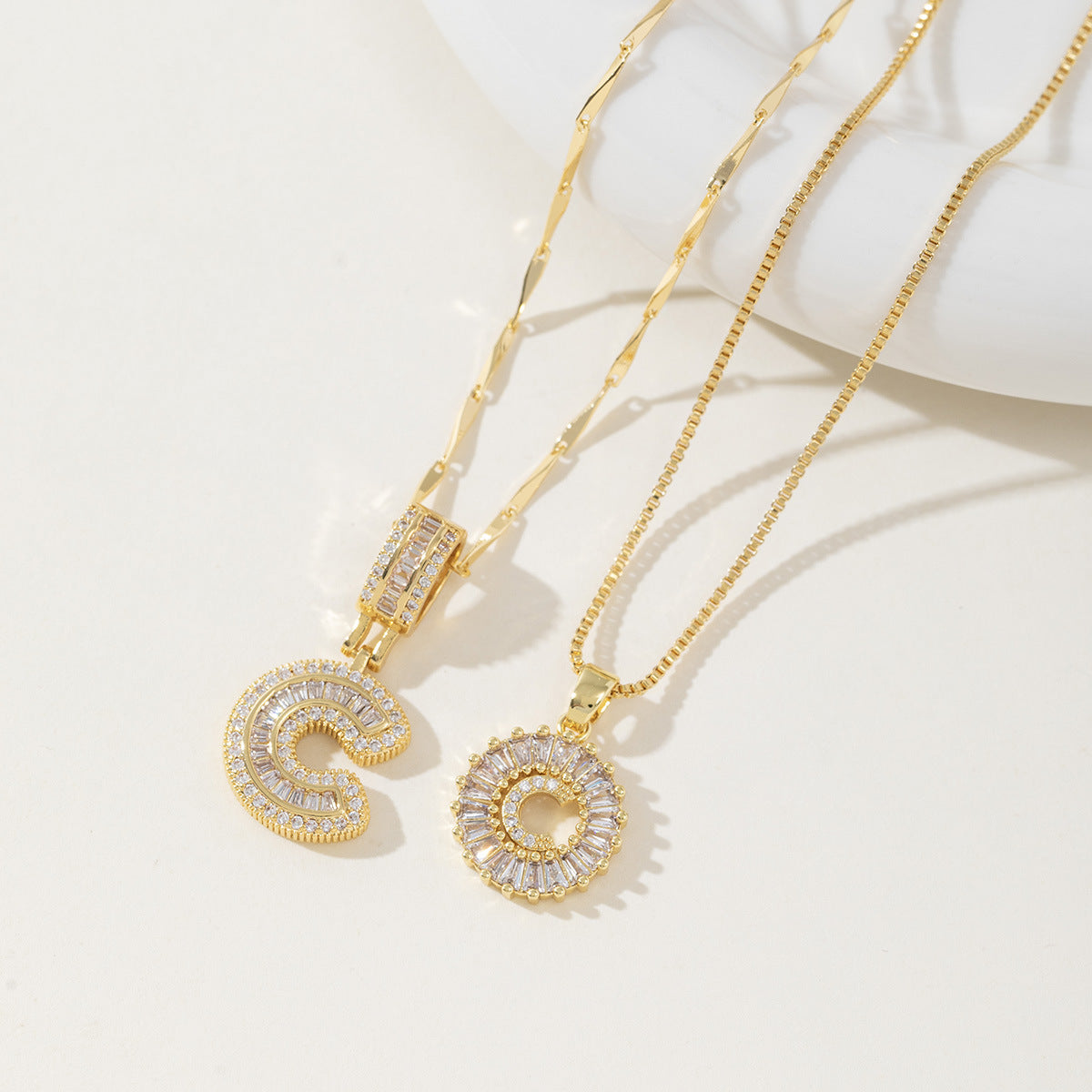 Avery | Initial Pendant Necklace Set of 2