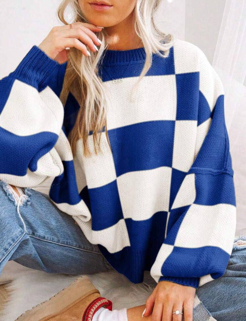 Céleste | Plaid Long Sleeve Relaxed Sweater