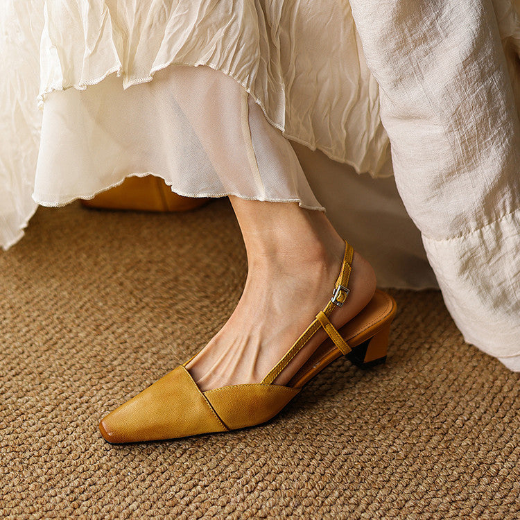 Almeta | Leather Slingback Heels